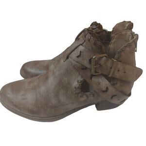 Rampage Tetruss Brown Criss Cross Strap Ankle Zip Booties 7 Festival Bikercore